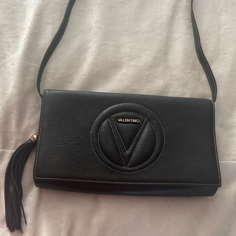 Valentino Black Leather Crossbody with Tassel